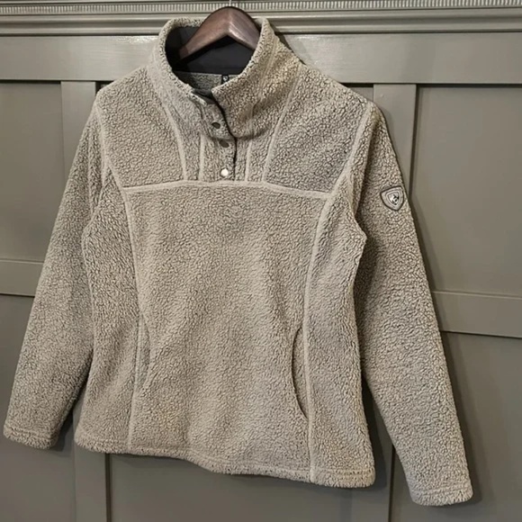 Kuhl Avalon Fleece Snap Neck Pullover High Pile Cozy Tan Womens Size Medium - Picture 7 of 13